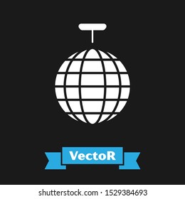 White Disco ball icon isolated on black background.  Vector Illustration