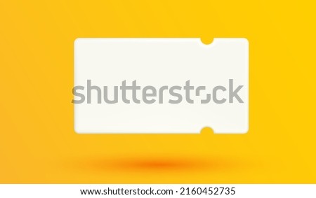 White discount coupon or voucher gift mock up with copy space on yellow background. lucky ticket and percent sign. Sale bonus points benefit special offer vector illustration style.