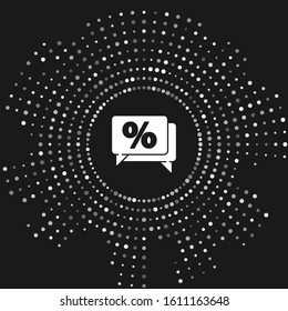 White Discount percent tag icon isolated on grey background. Shopping tag sign. Special offer sign. Discount coupons symbol. Abstract circle random dots. Vector Illustration