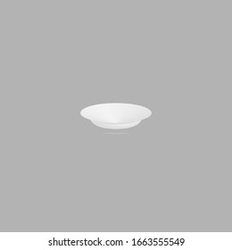 White dish plate isolated on a transparent background. Kitchen dishes for food, kitchen, porcelain dishware. Vector illustration for your product, tableware design element.