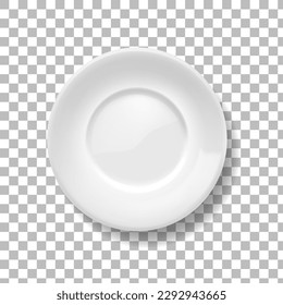 Platos blancos con fondo transparente. Vector de ilustración 3d realista