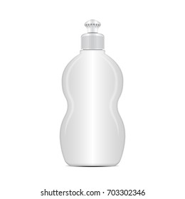 White dishwashing liquid bottle. Vector realistic mock up template for your design