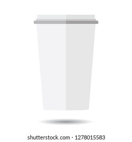 White disposable paper cup isolated on white background.