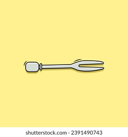 White Disposable Plastic Fruit Cocktail Fork Mini Fork Picker Yellow Background Vector Illustration