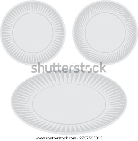 white disposable plates vector drawing.
