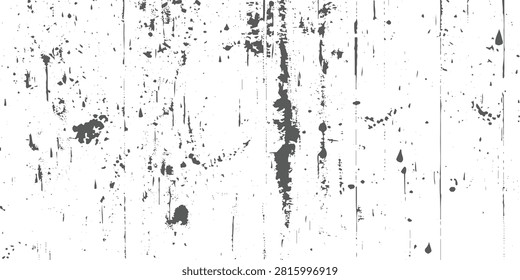 White distressed grunge wall texture with black paint drips, scratched surface, weathered stains, minimalist monochrome, vintage industrial background design vector.	