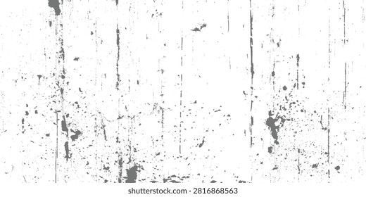 White distressed grunge wall texture with black paint drips, scratched surface, weathered stains, minimalist monochrome, vintage industrial background design vector.	

