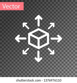 White Distribution icon isolated on transparent background. Content distribution concept. Vector Illustration