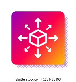 White Distribution icon isolated on white background. Content distribution concept. Square color button. Vector Illustration