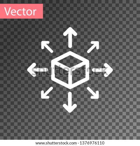 White Distribution icon isolated on transparent background. Content distribution concept. Vector Illustration