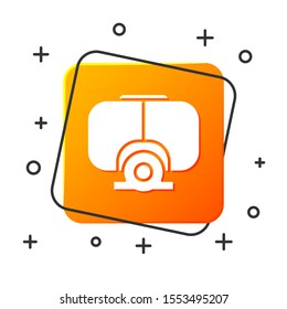 White Diving mask icon isolated on white background. Extreme sport. Diving underwater equipment. Orange square button. Vector Illustration