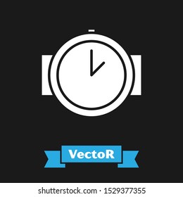 White Diving watch icon isolated on black background. Diving underwater equipment.  Vector Illustration