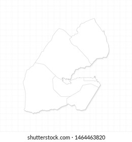 White Djibouti map and grid vector. Thin gray outline on white background. EPS10.