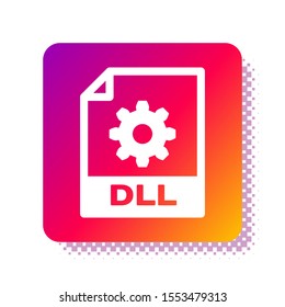 White DLL file document. Download dll button icon isolated on white background. DLL file symbol. Square color button. Vector Illustration