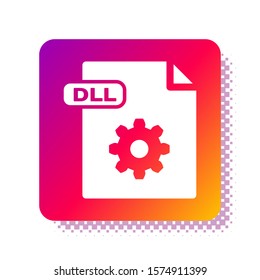 White DLL file document. Download dll button icon isolated on white background. DLL file symbol. Square color button. Vector Illustration