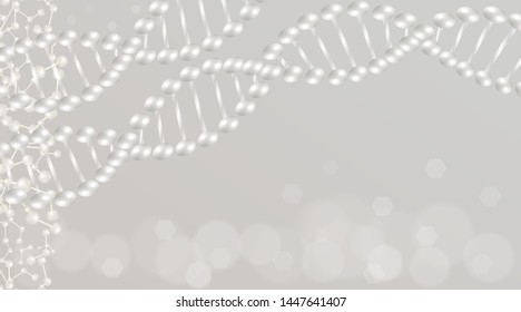 white DNA background with copy space, illustration vector.	