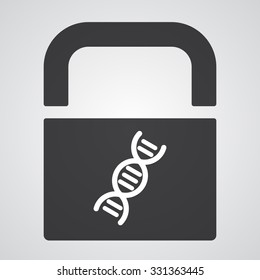 White Dna icon on black pad lock