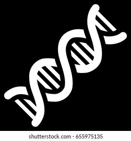 White DNA Spiral interface toolbar icon. Vector pictogram style is a flat symbol on diagonal hatch transparent background.