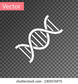 White DNA symbol icon isolated on transparent background. Vector Illustration