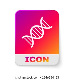 White DNA symbol icon isolated on white background. Rectangle color button. Vector Illustration