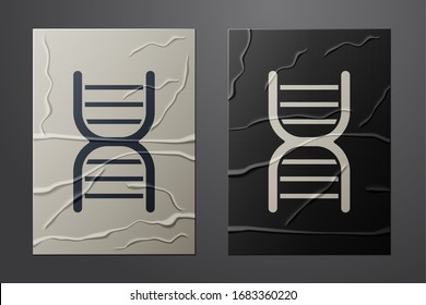 White DNA symbol icon isolated on crumpled paper background. Paper art style. Vector Illustration