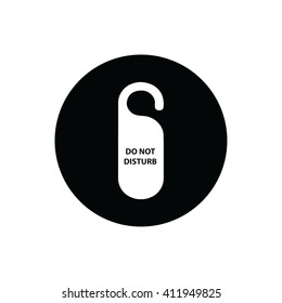 White Do Not Disturb vector sign. Black circle. Black button
