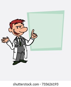 White doctor relaxed, speak content. Is showing, as in a presentation, the data you want.
