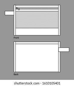 White Document Bag With Mesh and Zipper on Gray Background.
Front and Back View,Vector File.