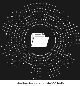 White Document folder icon isolated on grey background. Accounting binder symbol. Bookkeeping management. Abstract circle random dots. Vector Illustration