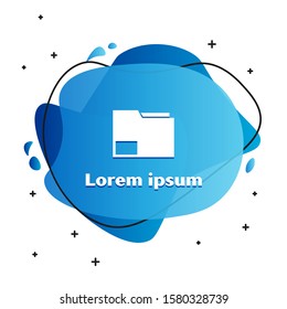 White Document folder icon isolated on white background. Accounting binder symbol. Bookkeeping management. Abstract banner with liquid shapes. Vector Illustration