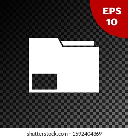 White Document folder icon isolated on transparent dark background. Accounting binder symbol. Bookkeeping management.  Vector Illustration