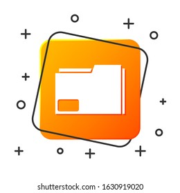 White Document folder icon isolated on white background. Accounting binder symbol. Bookkeeping management. Orange square button. Vector Illustration