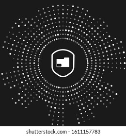 White Document folder protection concept icon isolated on grey background. Confidential information and privacy idea, guard, shield. Abstract circle random dots. Vector Illustration