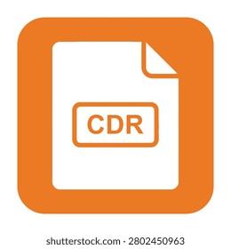 A white document icon with CDR text on an orange background, representing file format
