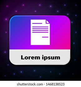 White Document icon isolated on black background. File icon. Checklist icon. Business concept.  Rectangle color button. Vector Illustration