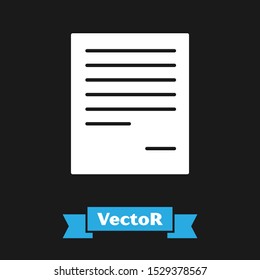 White Document icon isolated on black background. File icon. Checklist icon. Business concept.  Vector Illustration