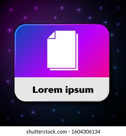White Document icon isolated on black background. File icon. Checklist icon. Business concept. Rectangle color button. Vector Illustration
