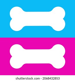 White dog bone on a blue and pink background. Isolated vector illustration and clipart.