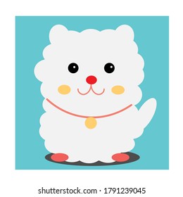 White Dog Cartoon Character Desing Vector