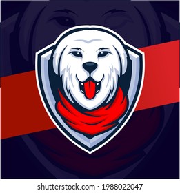 white dog character mascot logo design