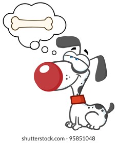 White Dog Dreaming About A Bone