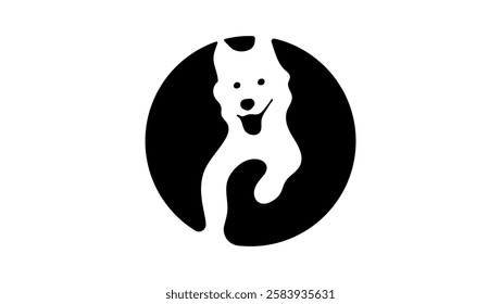 white dog emblem, black isolated silhouette