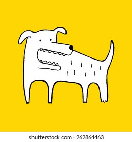 White dog, hand drawn vector illustration