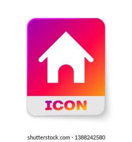 White Dog house icon isolated on white background. Dog kennel. Rectangle color button. Vector Illustration