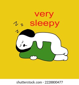 the white dog hugged the green pillow very sleepy