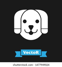 White Dog icon isolated on black background.  Vector Illustration