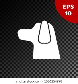 White Dog icon isolated on transparent dark background.  Vector Illustration
