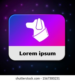 White Dog icon isolated on black background. Rectangle color button. Vector Illustration