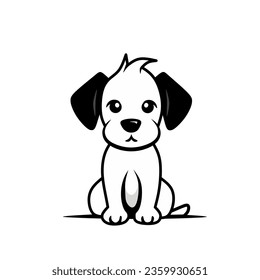 White dog illustration clipart design on a white background