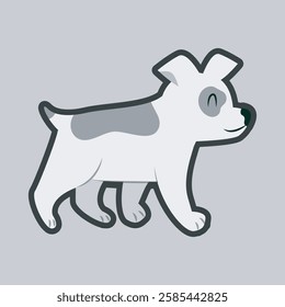 white dog with outline flat vector design.